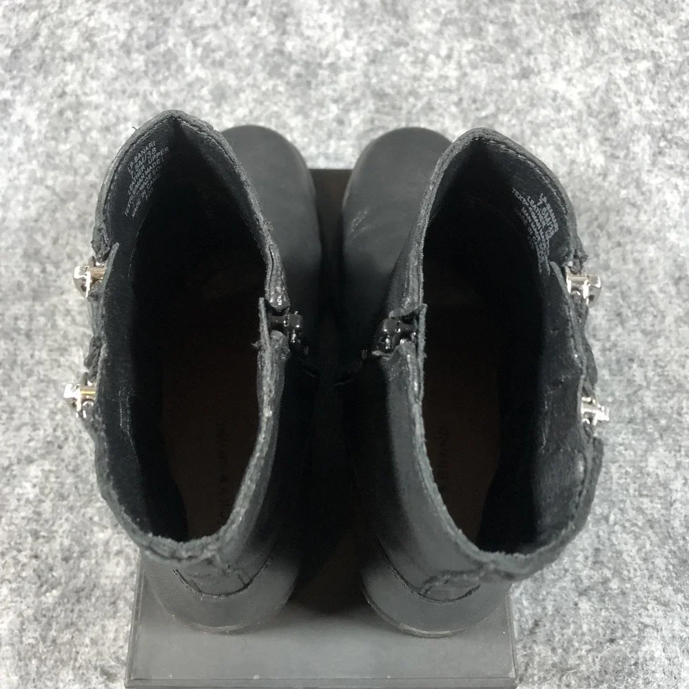 Lucky‎ Brand Bahri Ankle Boots Womens 7.5M Black Leather Double Zip Booties
